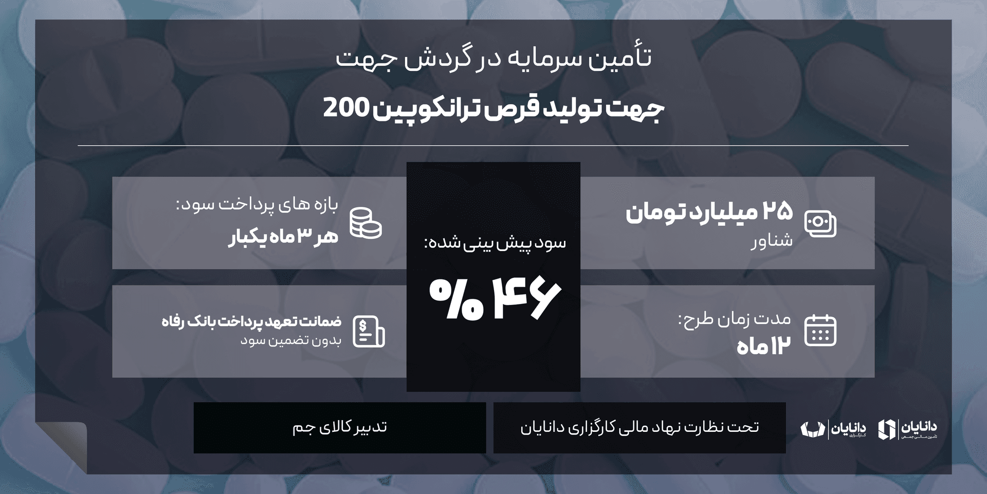 جهت تولید قرص ترانکوپین 200