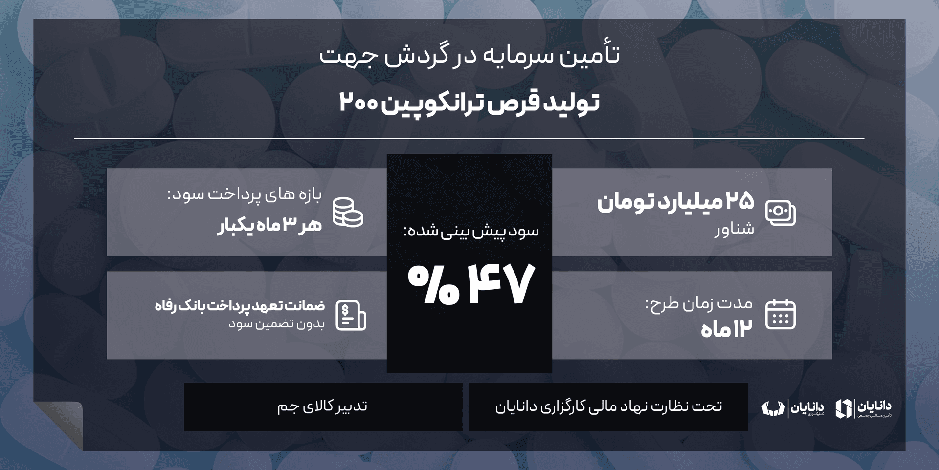  تولید قرص ترانکوپین 200