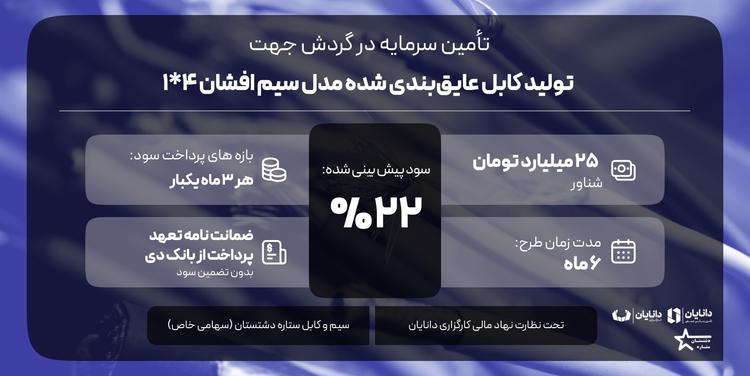 تأمین سرمایه در گردش جهت تولید کابل عایق‌بندی شده مدل سیم افشان 4*1