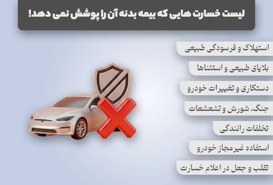 لیست خسارت هایی که بیمه بدنه آن را پوشش نمی دهد!